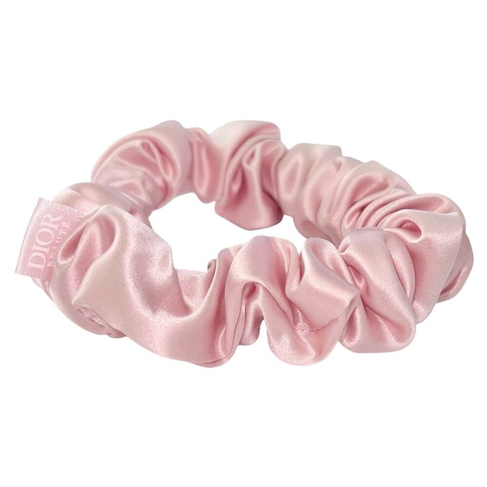 AUTH Christian Dior Beaute Light Baby Pink Satin Silk Scrunchie Hair Tie Beauty - Picture 3 of 7
